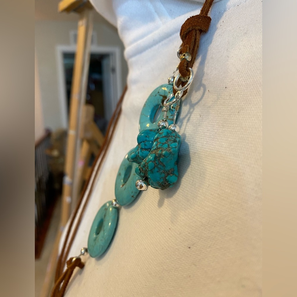 New Handcrafted Large Turquoise Statement Necklace - image 6